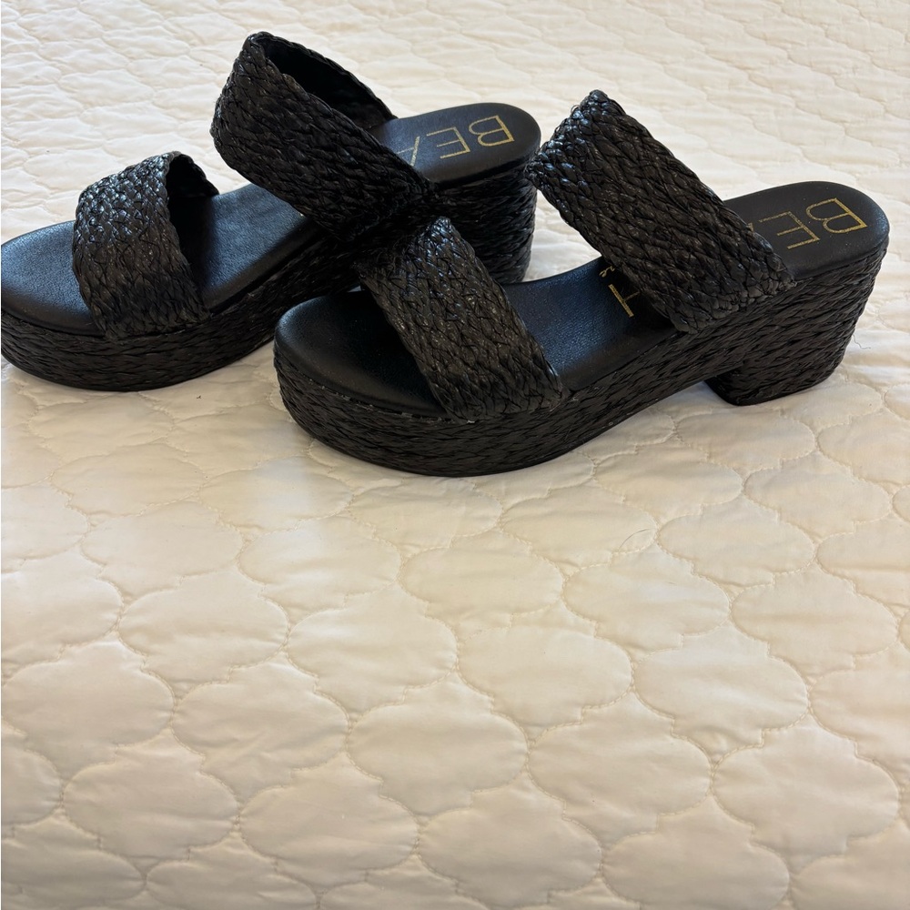 Coconuts by Matisse Black Raffia Platform Sandals